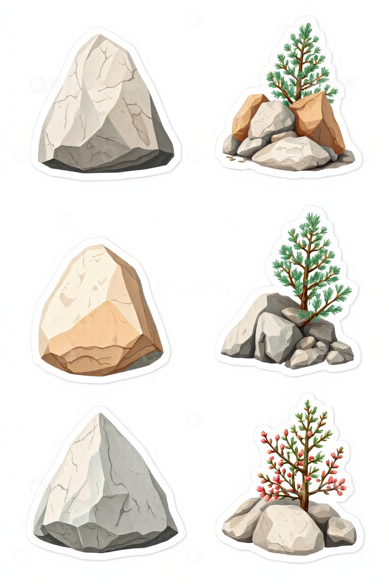 高清大图下载【趣麦麦图】岩石与树木的动画素材