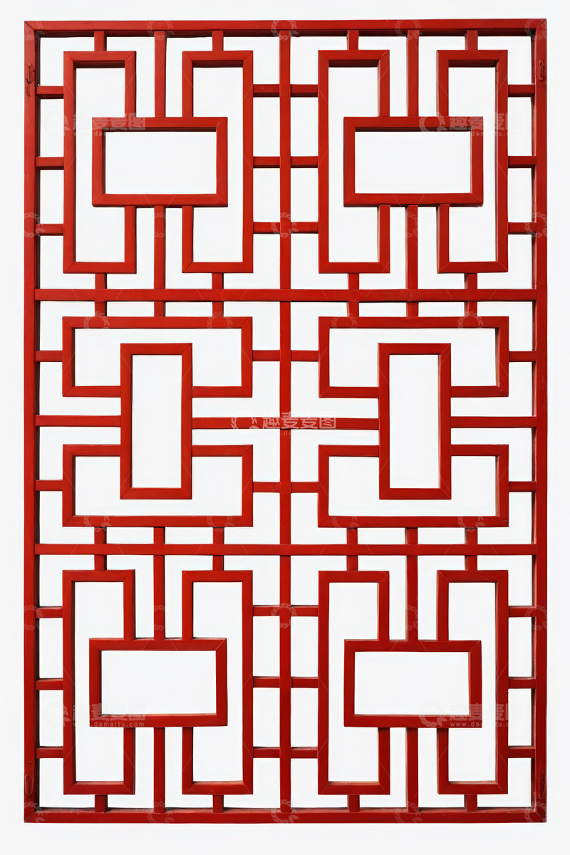高清大图下载【趣麦麦图】中式红色镂空窗格装饰