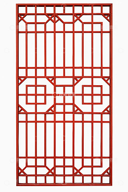中式红色窗格装饰图案