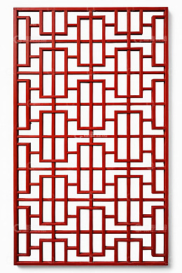 中式红色镂空窗格装饰素材
