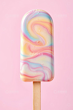 彩色花纹冰淇淋特写