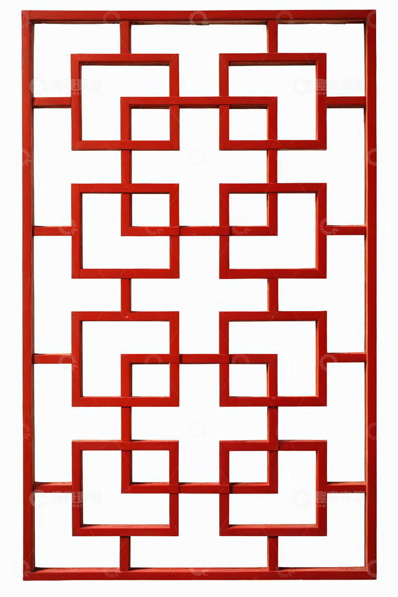 高清大图下载【趣麦麦图】红色中式窗格装饰图案