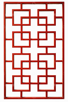 红色中式窗格装饰图案