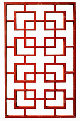 红色中式窗格装饰图案