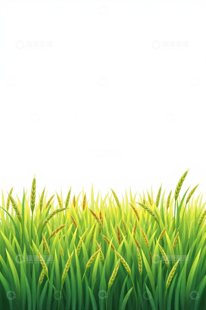 高清大图下载【趣麦麦图】绿色麦穗植物背景素材
