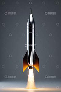 发射中的金属质感火箭