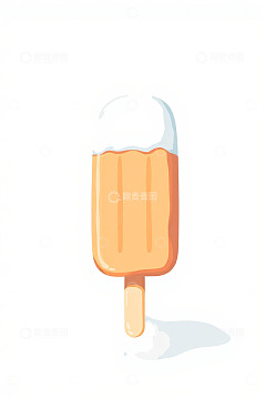 卡通风格橙色奶油冰淇淋