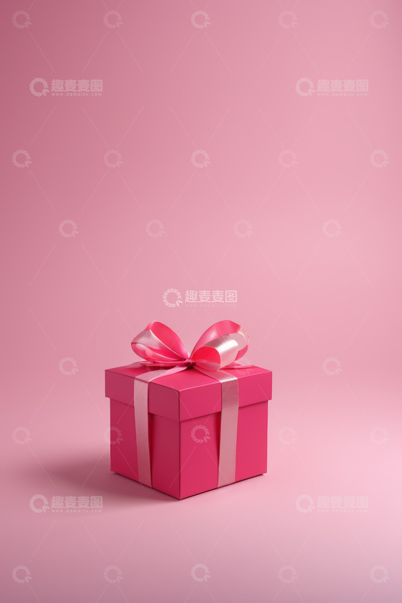 高清大图下载【趣麦麦图】粉色礼品盒带蝴蝶结特写