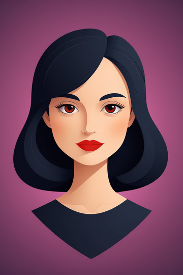 黑发女性肖像插画
