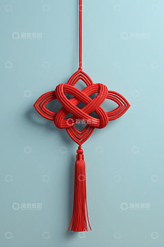 红色中国结挂件特写