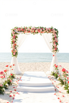 海滩婚礼装饰花卉拱门