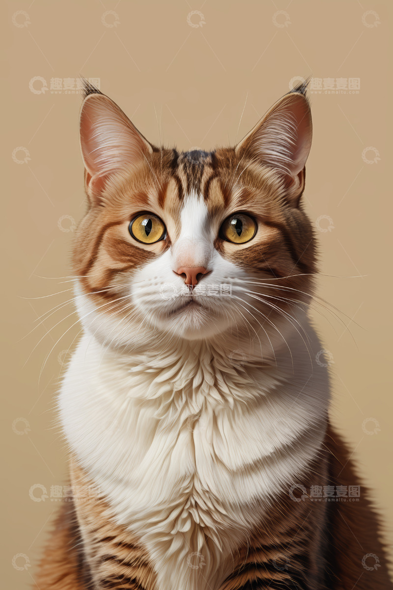 高清大图下载【趣麦麦图】棕白相间猫咪特写