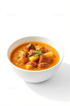 白色碗中盛的美味炖菜