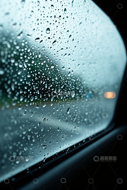 车内视角看车窗外雨滴景象