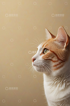 橙白相间猫咪侧头特写