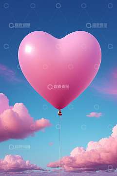 天空中的心形气球