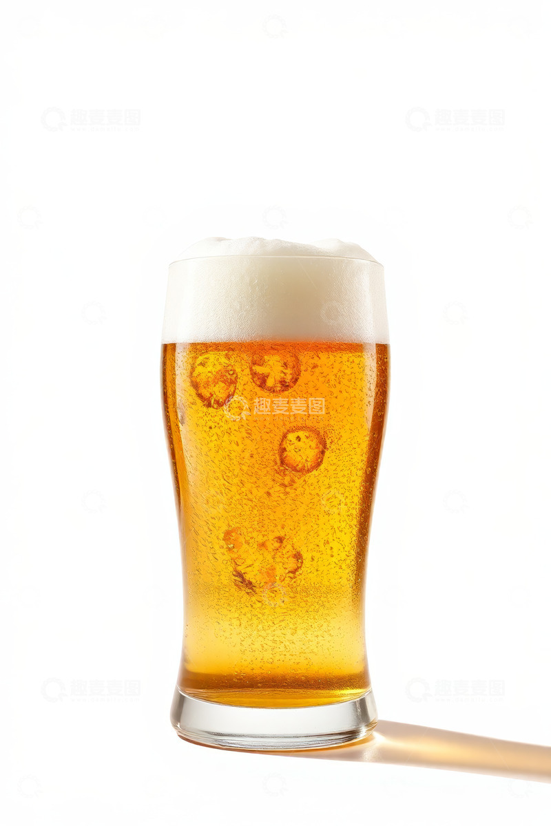 高清大图下载【趣麦麦图】玻璃杯装的泡沫啤酒