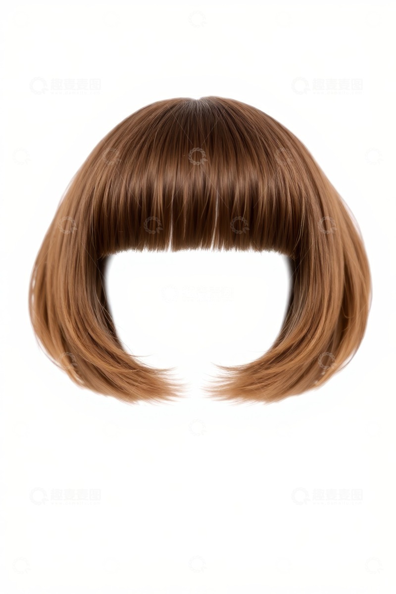 高清大图下载【趣麦麦图】棕色齐刘海短发假发