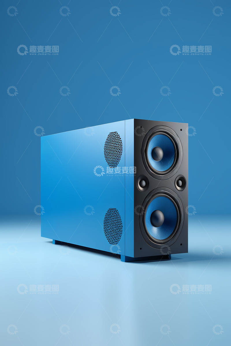 高清大图下载【趣麦麦图】蓝色音箱产品展示