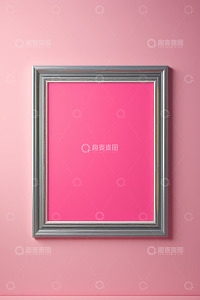 粉色背景上的灰色装饰画框架