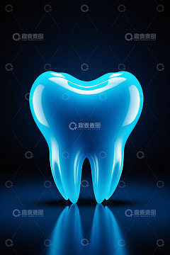 蓝色牙齿特写素材