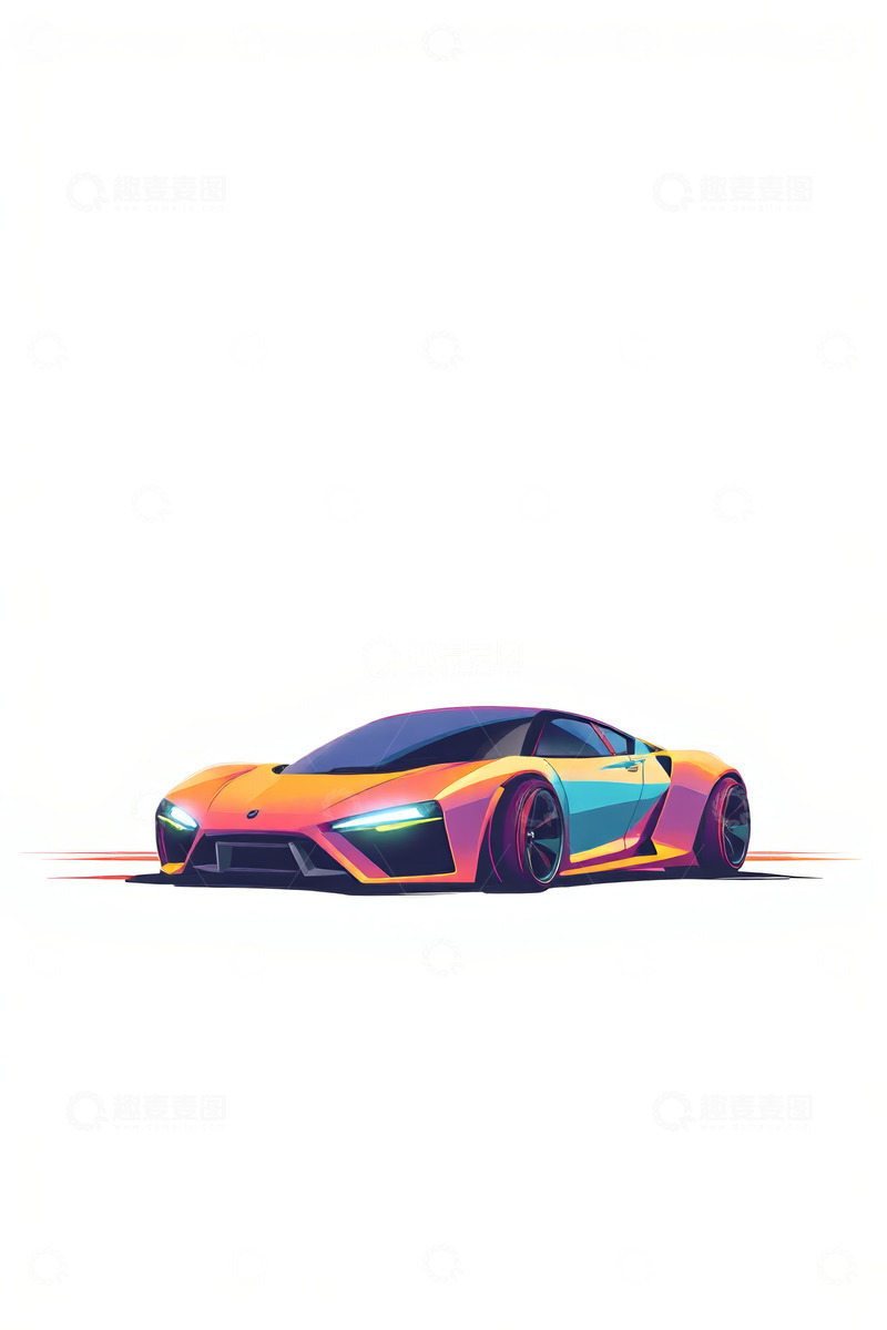 高清大图下载【趣麦麦图】彩色炫酷跑车插画