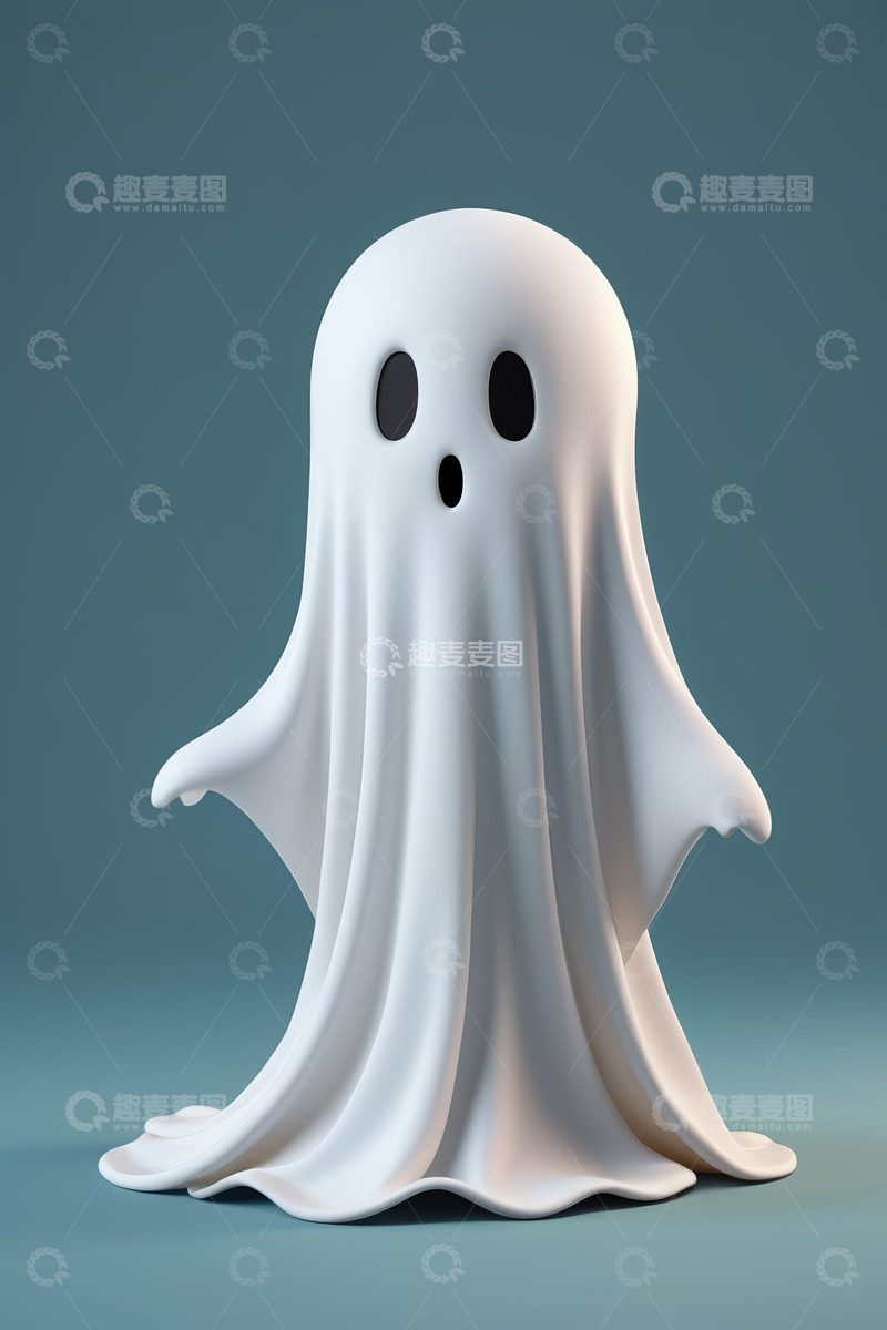 高清大图下载【趣麦麦图】白色卡通幽灵形象