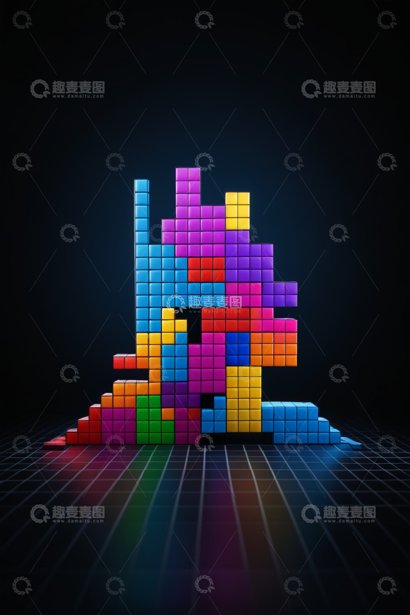 高清大图下载【趣麦麦图】彩色立方体立体造型