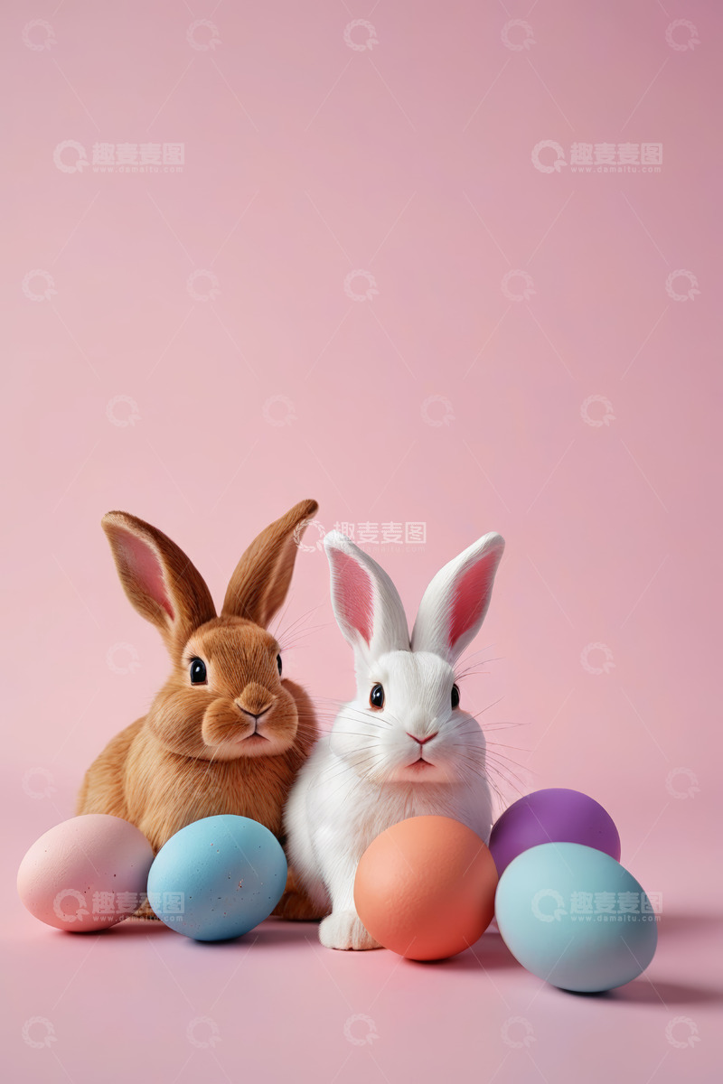 高清大图下载【趣麦麦图】复活节兔子与彩蛋特写