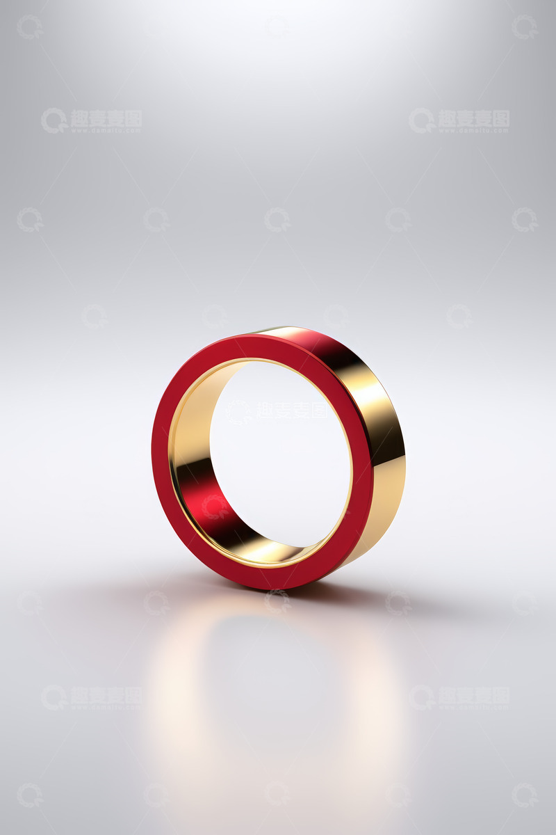 高清大图下载【趣麦麦图】3D红色金色圆环设计素材