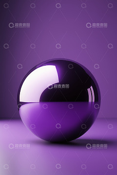 紫色背景下的金属质感球体
