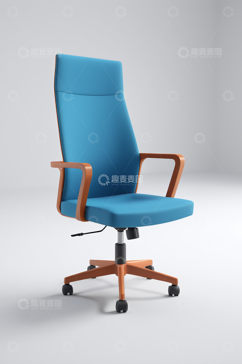 高清大图下载【趣麦麦图】现代蓝色办公椅3D模型展示