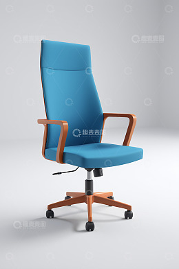 现代蓝色办公椅3D模型展示