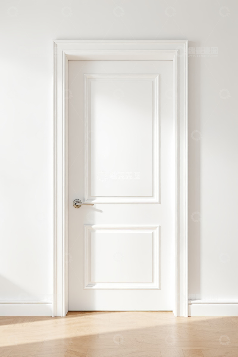 高清大图下载【趣麦麦图】室内白色木门特写