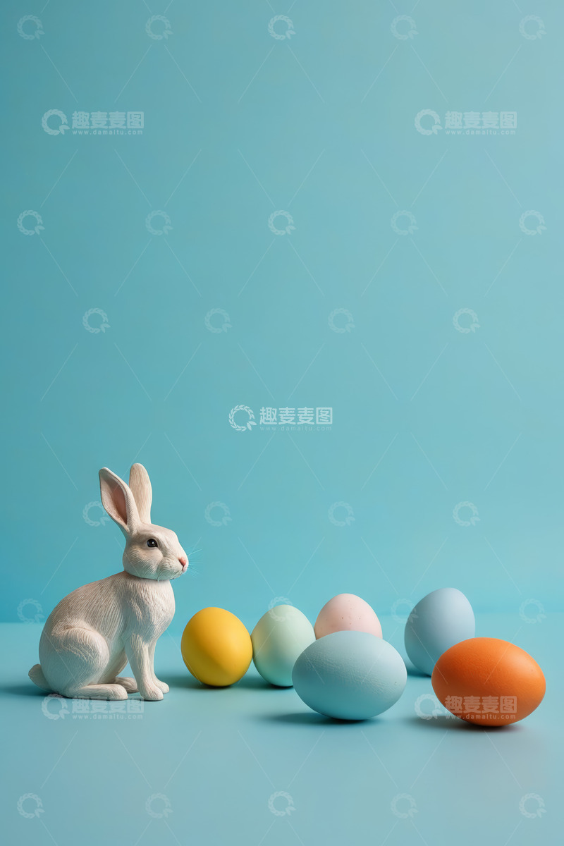 高清大图下载【趣麦麦图】复活节兔子与彩蛋静物