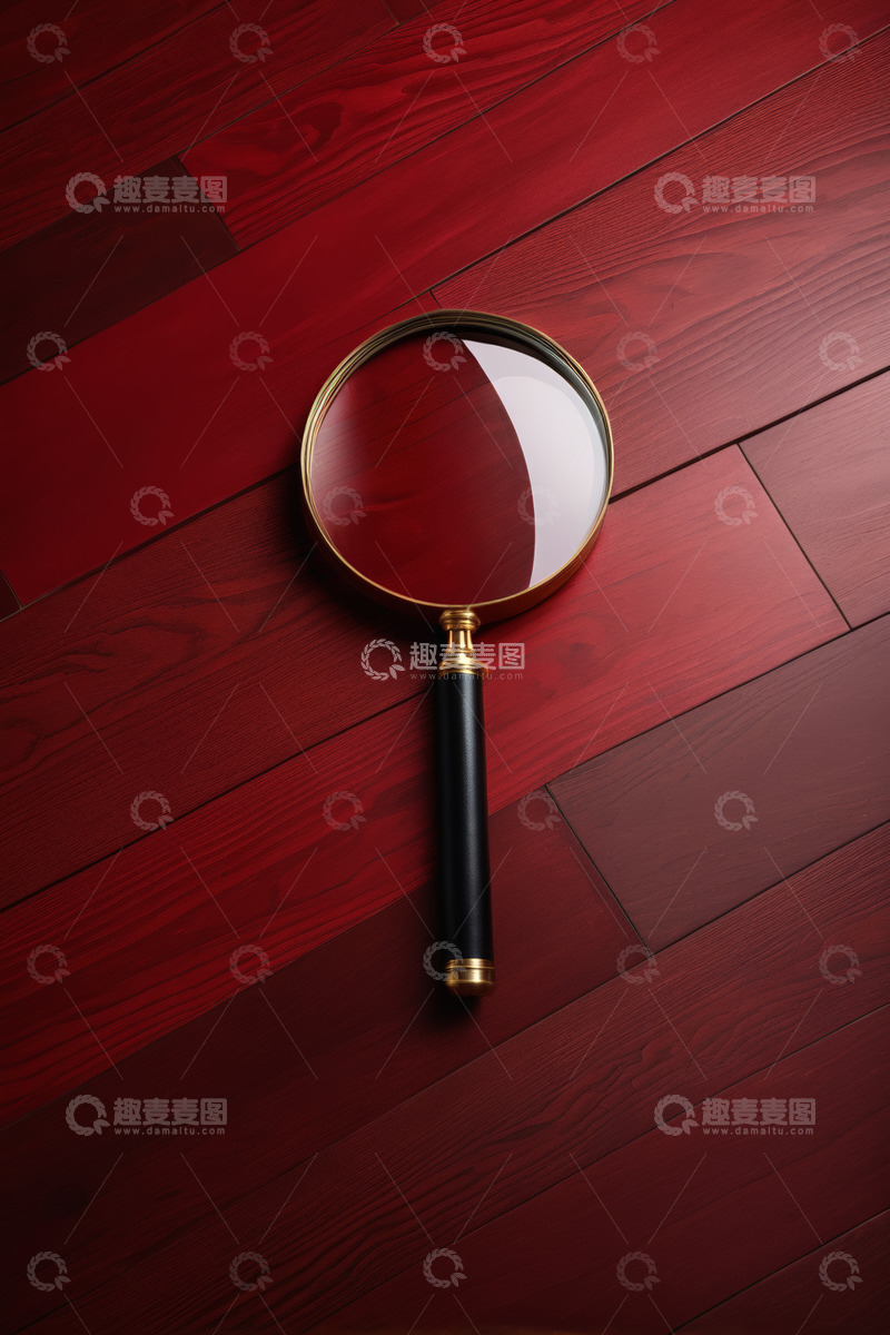 高清大图下载【趣麦麦图】木地板上的放大镜特写