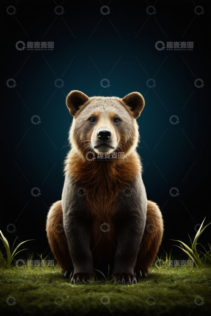 高清大图下载【趣麦麦图】坐立的棕熊特写素材
