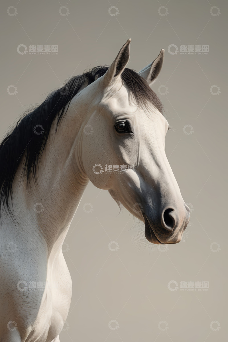 高清大图下载【趣麦麦图】白马头部特写