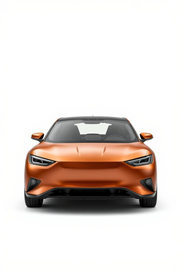 橙色汽车正面展示