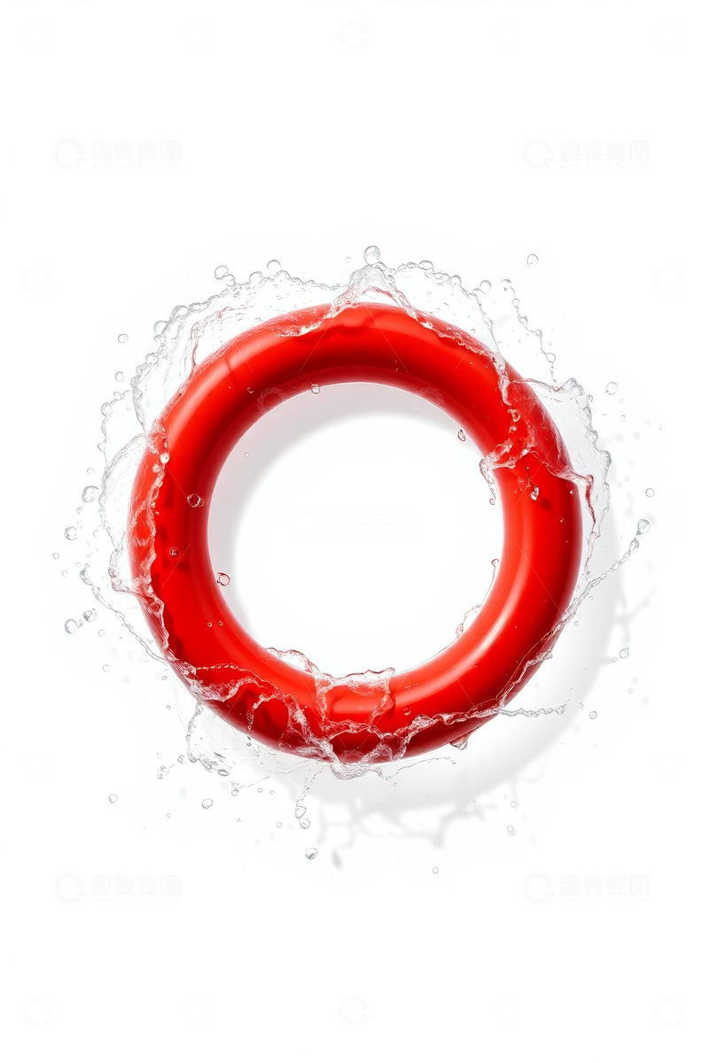 高清大图下载【趣麦麦图】红色圆环溅起水花的图像