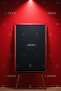 红墙前黑色画框展示架