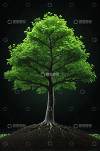 绿色树木与根系特写素材
