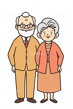老年夫妇站立形象素材