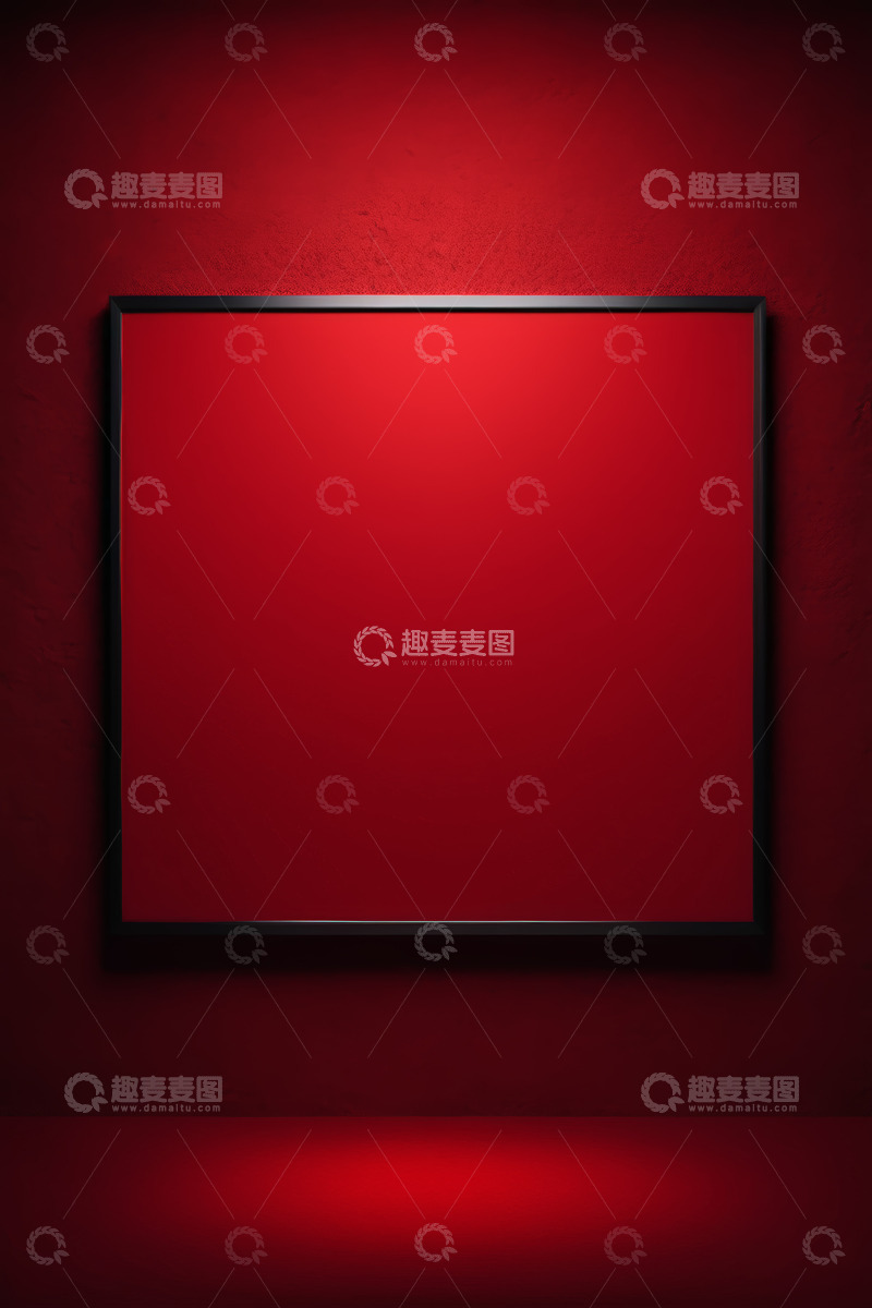 高清大图下载【趣麦麦图】红墙黑色边框空白画框