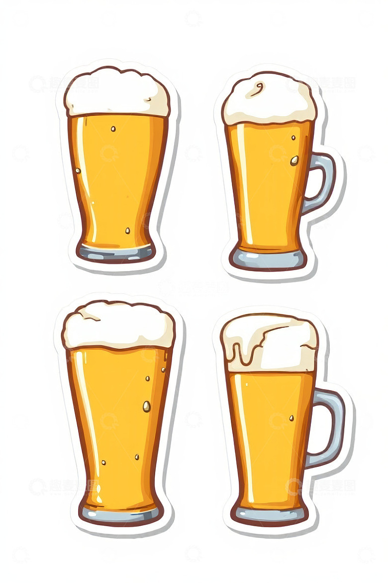 卡通风格啤酒杯插画素材
