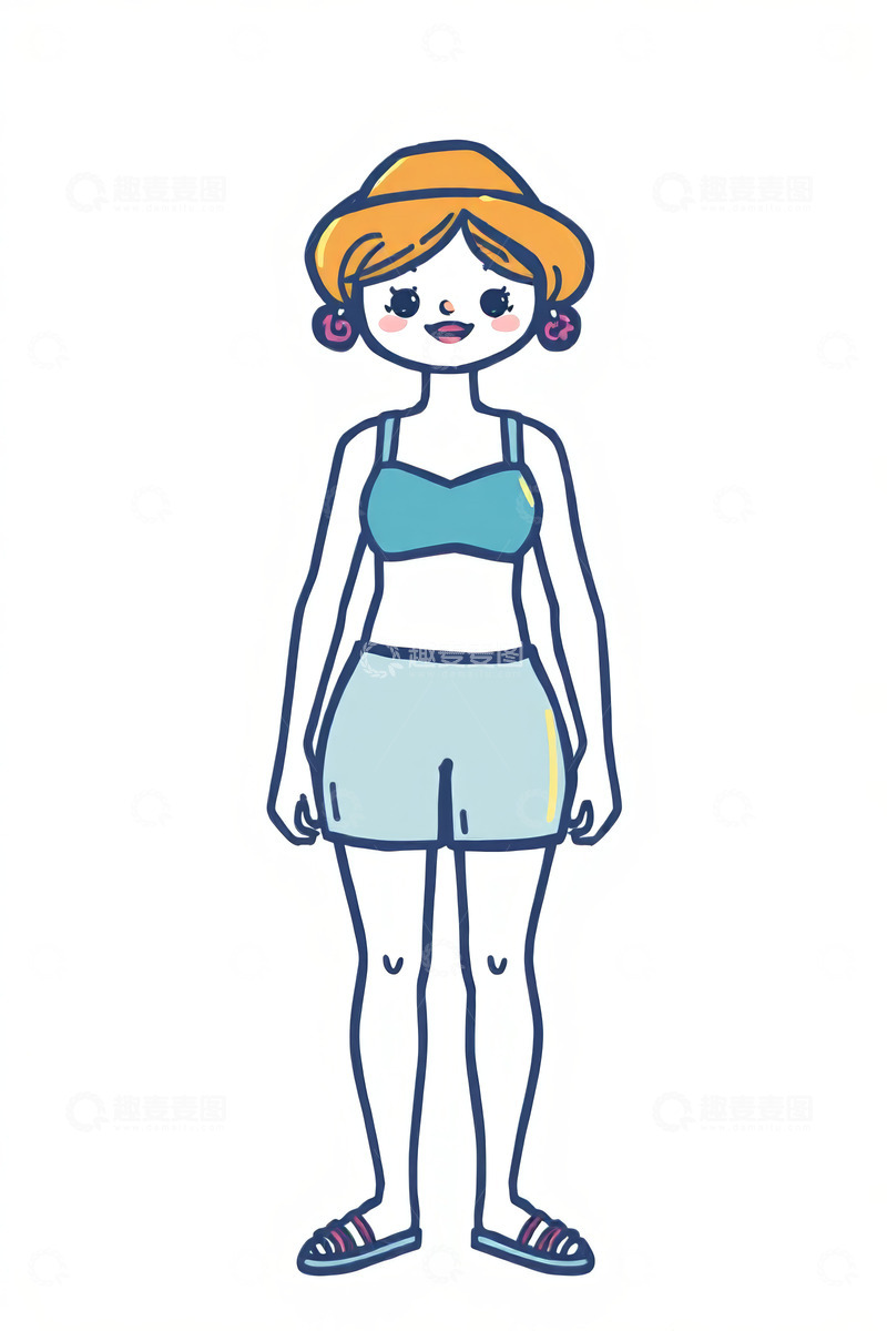 高清大图下载【趣麦麦图】站立的卡通风格女性形象