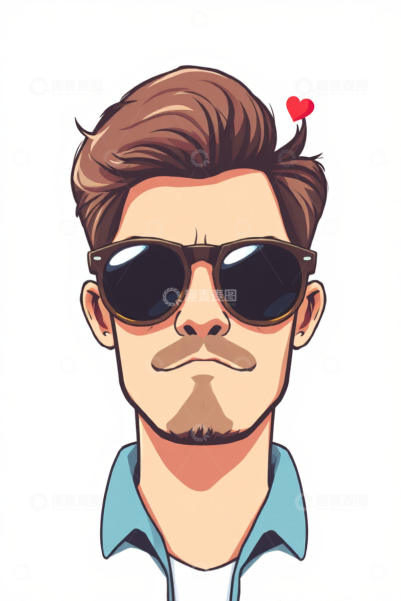 高清大图下载【趣麦麦图】戴墨镜的时尚男性头像