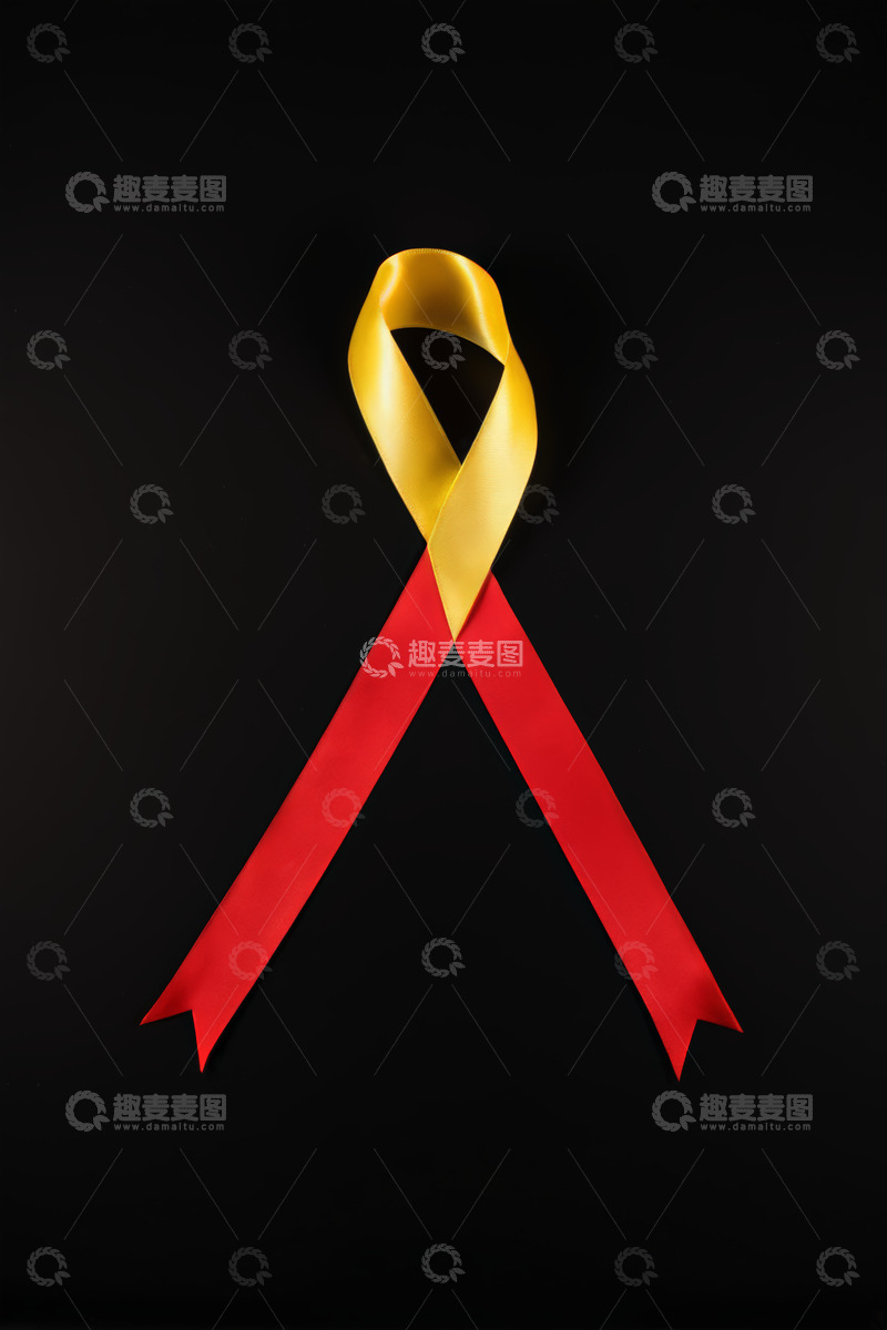 高清大图下载【趣麦麦图】红黄丝带交叉特写