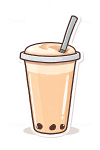 卡通风格珍珠奶茶插画