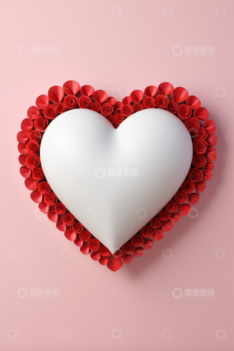 高清大图下载【趣麦麦图】红心造型红色玫瑰装饰